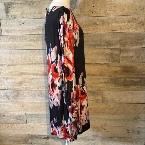 Kate Spade cordette long-sleeved watercolour floral black shift dress in size 8 - Picture 4 of 11